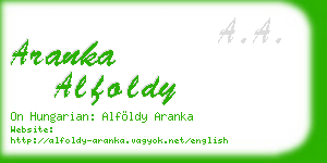 aranka alfoldy business card